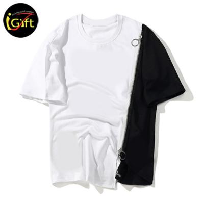 China Anti-pilling iGift OEM High Quality Cheap Men Black White Blank Cotton T-shirt Drop Shoulder Design Oversized T-shirt for sale