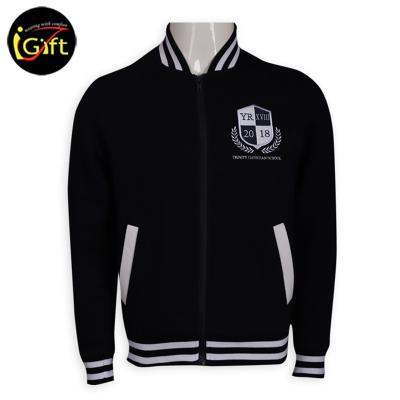 China Letterman iGift OEM Winter Outdoor Men's Black Varsity Jacket Embroidery Breathable Custom Baseball Jackets For Men for sale