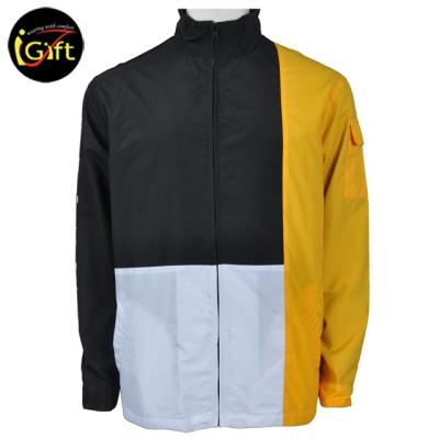 China iGift Breathable Warm Men Outdoor Waterproof Nylon Anorak Raincoat Zipper Raincoat Yellow Black Jacket for sale