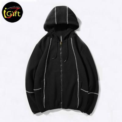 China New iGift RPET Sedex Hot Selling Anti-pilling High Quality Unisex Recycle Plastics Vintage Black Color Oversized Zipper Hoodies Sweatshirt for sale