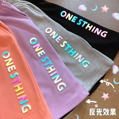 China Anti-Wrinkle Hot Selling Custom Reflective Embossed Logo Printing Sweat Shorts Unisex 3D Embossed Shorts for sale