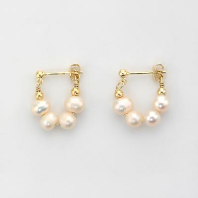 China New Cute BOHEMIA Pearl Studs Circle Earrings For Women Gold Color Minimalist Tiny Eardrop Circles Wedding Fashion Jewelry for sale