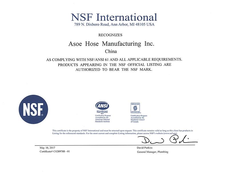 NSF61 - Asoe Hose Manufacturing Inc.