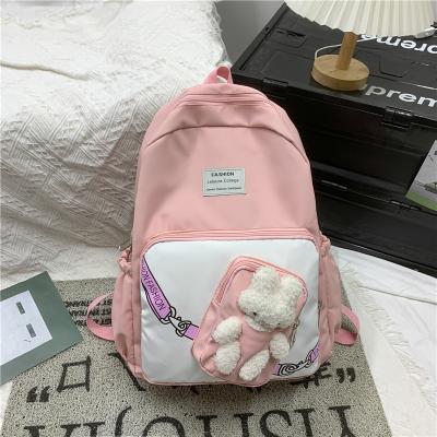 China Anti-theft backpack high school student backpack female Korean large capacity contrast color rabbit campus student bag for sale