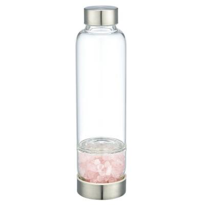 China Natural Energy Viable Quartz Healing Gravel Plant Crystal Stone Popular Colorful Glass Water Bottles With Stainless Lid for sale