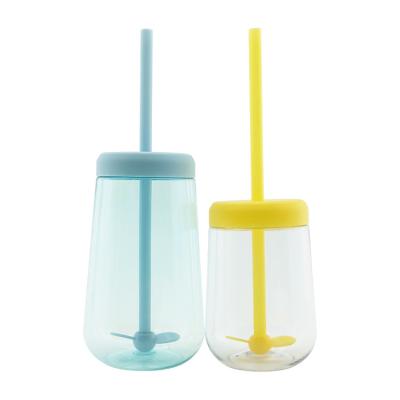 China 400ML/600ML Bpa Free Plastic Travel Mug Viable Free Plastic Clear Reusable Tumbler With Straw for sale