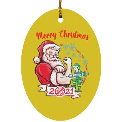 China Christamas Home Decoration Ball Vaccinated 2021 Oval Christmas Tree Hanging Ornaments Low Moq Customize Your Logo for sale