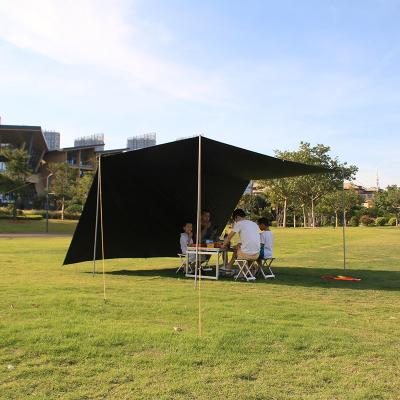 China Extended Type Shelter Sun Shade Rain Fly Camping Tarp With Tent Pole Beach Tent Sun Shelter for sale