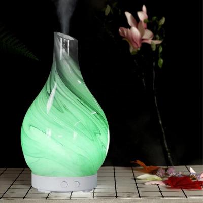 China Household 100ml Marbling Glass Ultrasonic Air Humidifier With LED Night Aroma Lamp Aromatherapy Essential Oil Diffuser for Room Bedroom for sale