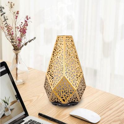 China Household LED Light H2O Spray Mist polyhedron Iron Art Aroma Essential Oil Diffuser Ultrasonic Atomizer Air Humidifier for sale