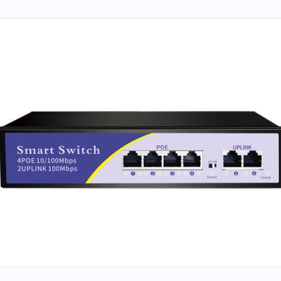 China Oem Poe Switch 4 Ports 10/100m Poe Switch With 2 Ports Unlink 48v Ethernet Fiber POE Switch 4ch zu verkaufen