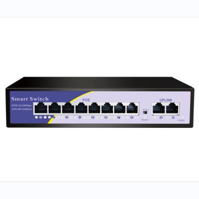 China China Manufacturer Factory Price 10/100M 8 Port POE Network Switch With 2*1000M RJ45 Port Poe Switch for sale