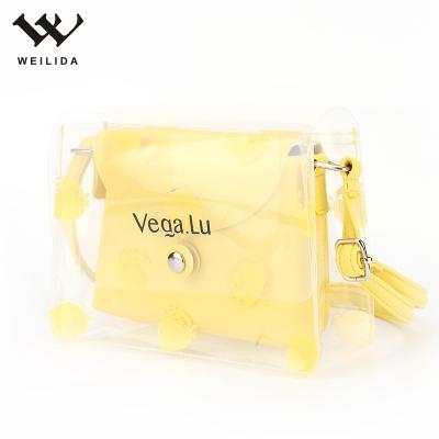 China EVA+PU transparent wholesale price cute girls clear PU sling bag waterproof kids Jelly Crossbody Bag for sale