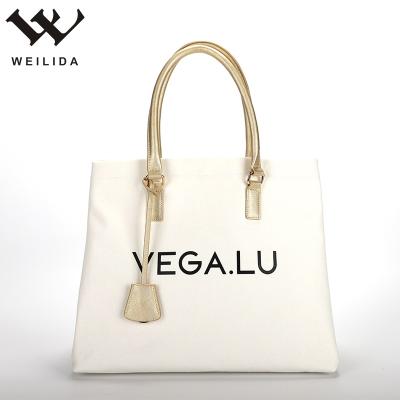 China Fashion Custom Canvas Ladies Office Bags Large Tote Bag Women Shoulder Handbags for sale