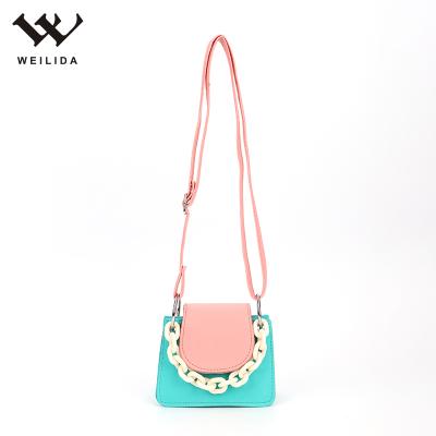 China Hot PU+TC Fabric New Products Mini Fashionable Bags Shoulder Elegant Kids Handphone Cross - Body Bag for sale