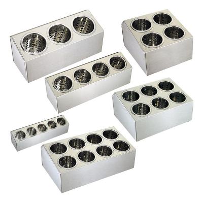 China Sustainable Stainless Steel Knife Tableware Box 3 Holes And 8 Holes Kitchen Utensils Fork Box for sale