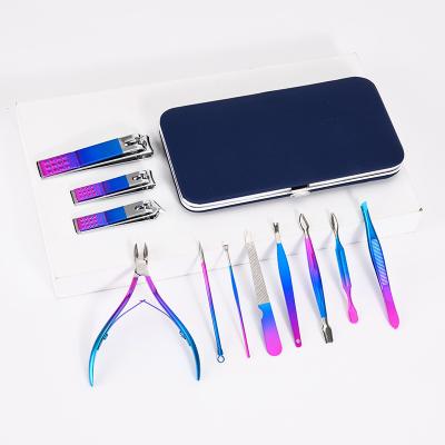 China Colorful Nail Tools Stainless Steel Nail Clippers Supplies Nail Tools Manicure Pedicure Set For 7 10 12 15Pcs for sale