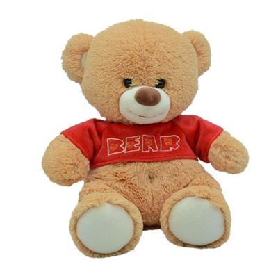 China Plush Sofe Stuffed Toy Custom Promotional Stuffed Bear Toys Plush Teddy Bear With Shirt Clothes Embroidered Teddy Bear Clothes for sale