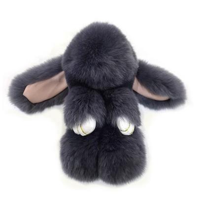 China Plush 20 Color Real Rabbit Fur Pompom Bunny Keychain Trinket Women Toy Pompom Fluffy Rabbit Key Ring On Bag Car Key Jewelry Gift for sale