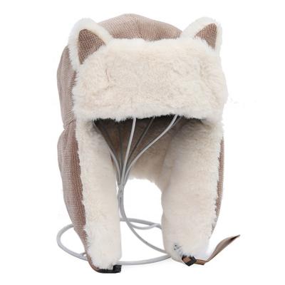 China Birthday Gift Women Thicken Warm Earmuffs Ear-waved Cold-proof Warm Hat Cotton Winter Cat Ears Hat 2021 Winter Russian Hat for sale