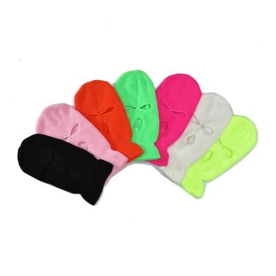 China Fun Full Face Cover Mask Hood Three Hole 3 Balaclava Cute Knit Hat Army Winter Tactical Ski Cycling Beanie Warm Face CS Mask for sale