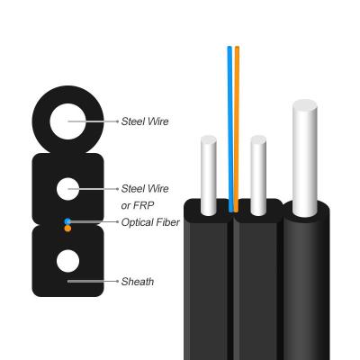 China 2 Cores Outdoor Figure 8 Fiber Optic Drop Cable Self Supporting Bow Type For FTTH for sale