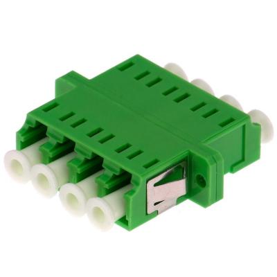 China LC APC Quad Fiber Optic Adapter With Flange Singlemode Green For Telecom for sale