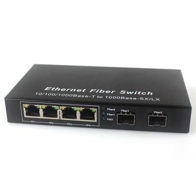 China 4 Ethernet 2 de Vezelschakelaar 10/100/1000M van Unmanaged Ethernet van Vezelhavens Te koop