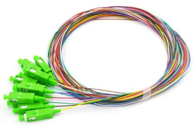 China SC APC 12 Fibres OS2 Fibre Optic Pigtail Single Mode Colour Coded for sale