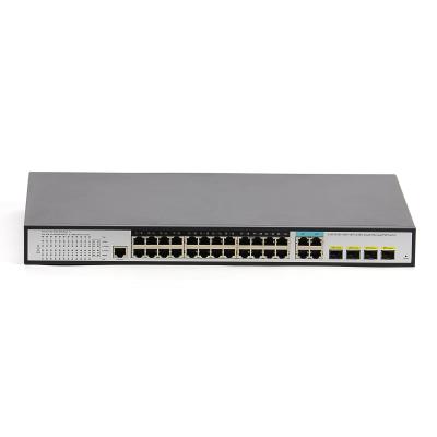 China 4 Ethernet Fiber Switch Managed 10/100/1000M POE Switch 24 RJ45 POE 4 SFP Port for sale