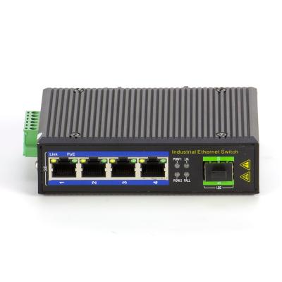 China Interruptor industrial portuario 30W de IP40 4 1000Mbps PoE con el puerto óptico de SFP en venta