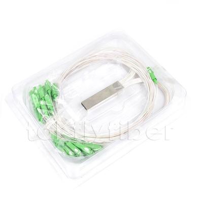 China FTTB Fiber Optic PLC Splitter 1x32 SMF-28e SC APC 0.9mm Tube for sale