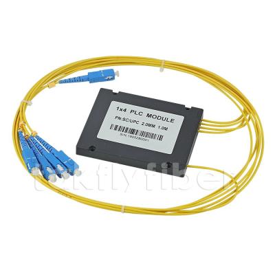 China Módulo del ABS de Pigtailed del empalme del divisor del PLC de la fibra del solo modo 1x4 del SC en venta