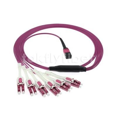 China 12F MPO To 6 LC Duplex Uniboot Fiber Optic Trunk Cable MM OM4 For Network Cabling en venta