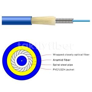 China 1 Core Fiber Optic Armored Cable SM G652D LSZH Blue Jacket for sale