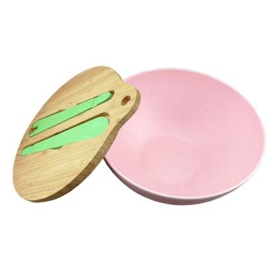 China Sustainable Serving Bamboo Fiber Eco Friendly Home Ware Salad Bowl With Bamboo Lid for sale