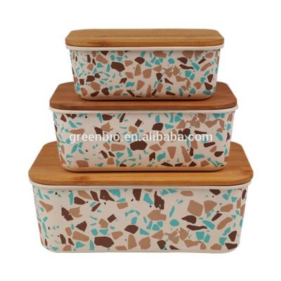 China LFGB Viable Colorful Bamboo Fiber Rectangle Biodegradable Food Container for sale