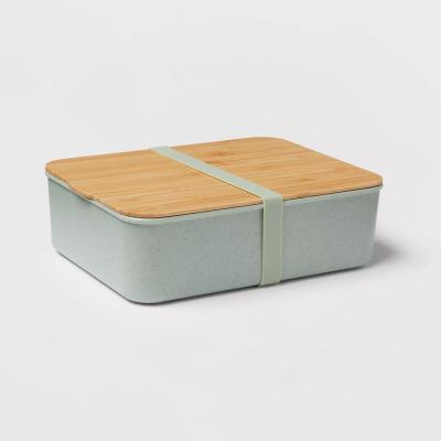 China Sustainable Biodegradable Bamboo Fiber Bento Box Non Toxic Eco - Friendly With Bamboo Lid for sale