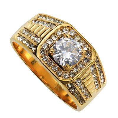 China The Other Fashion Hip Hop Ring Gold Plated Double Row Stainless Steel Diamond Ring for Unisex Size 5-12 for sale