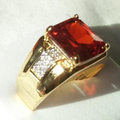 China Trendy Fashion Jewelry Yellow Gold Plated AAA Zircon Rings Wedding Rings For Men for sale