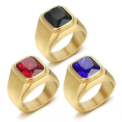 China TRENDY Fashion Jewelry Stainless Steel AAA Zircon Rings Mens Rings for sale