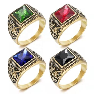 China TRENDY Fashion Jewelry Stainless Steel AAA Zircon Rings Mens Rings for sale