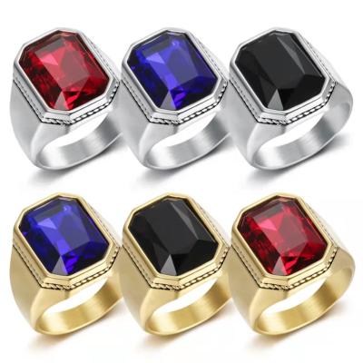 China TRENDY Fashion Jewelry Stainless Steel AAA Zircon Rings Unisex Rings for sale