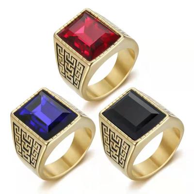 China TRENDY Fashion Jewelry Stainless Steel AAA Zircon Rings Mens Rings for sale