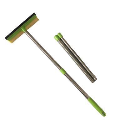 China Durable Sponge Window Squeegee Window Glass Cleaner Rubber Wiper With 4 Section Stainless Steel Handle for sale