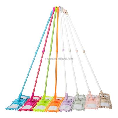 China Cheap Easy Sustainable Microfiber Chenille Flat Broom Broom With Metal Pole 2 Fold Telescopic Broom for sale