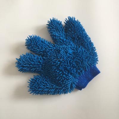 China Car Cleaner Five Finger Double Chenille Microfiber Cloth Car Wash Side Glove Car Wash Gloves for sale