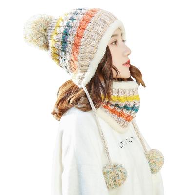 China breathable & Women Beanie Hat Female Thick Warm Winter Knitted Beanies Hats Waterproof Knit Beanie Caps Outdoor Riding Sets for sale