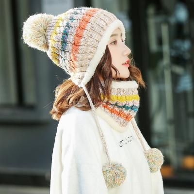 China breathable & Waterproof Winter Hat and Scarf Set for Girls Beanie Winter Hats Knitted Caps Warm Thick Women for sale