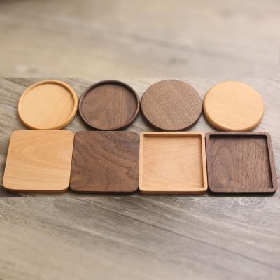 China Heat Resistant Round Square Round Coffee Tea Beverage Drinks Mat Cup Pad Place Mat Sustainable Wooden Walnut Wood Decor for sale